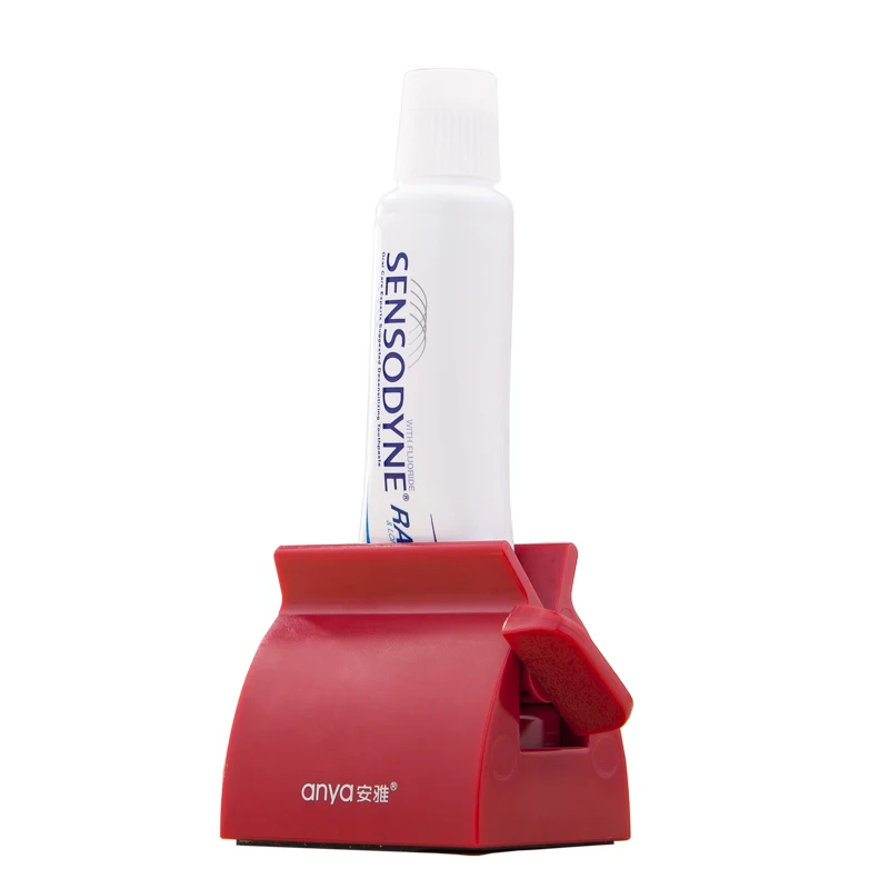 Red GUNOT Automatic Toothpaste Dispenser Wall Mounted Stand Home Dust-proof Toothpaste Lazy Dispenser Bathroom Accessories Set - Цвет: Red
