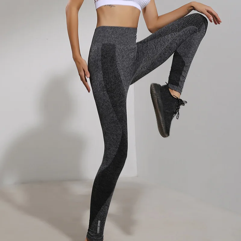 

Yoga quick drying women's hot selling high elastic and breathable stitching yoga exercise Leggings