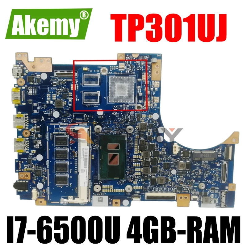 

Akemy TP301UJ Laptop motherboard for ASUS TP301UA original mainboard 4GB-RAM I7-6500U