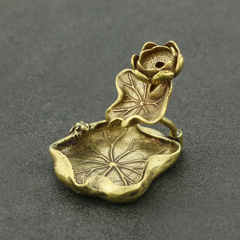 

Pure Copper Leaf Lotus Backflow Incense Ornaments Frog Lotus Pond Incense Stand