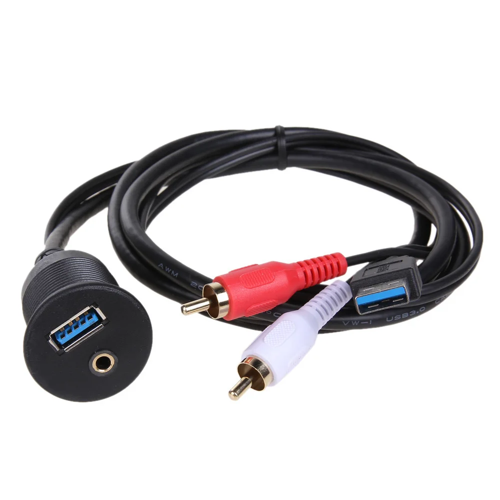 1 м/3 фута USB 3 0 и 2 RCA штекер к 5 мм гнездо приборной панели Aux Удлинительный кабель