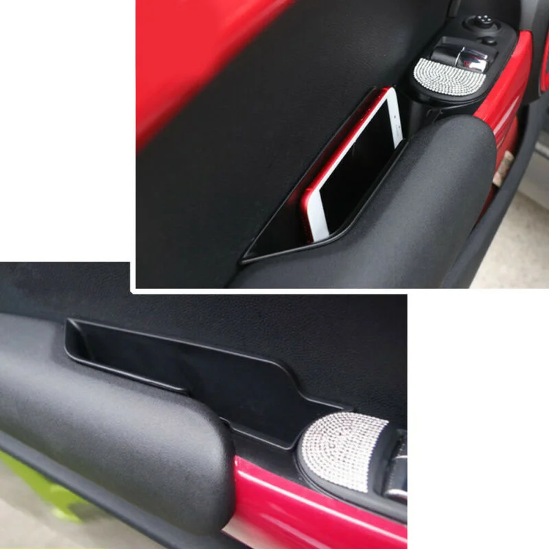 2 * Черный ABS ящик для хранения в подлокотнике автомобиля Дверная ручка Органайзер