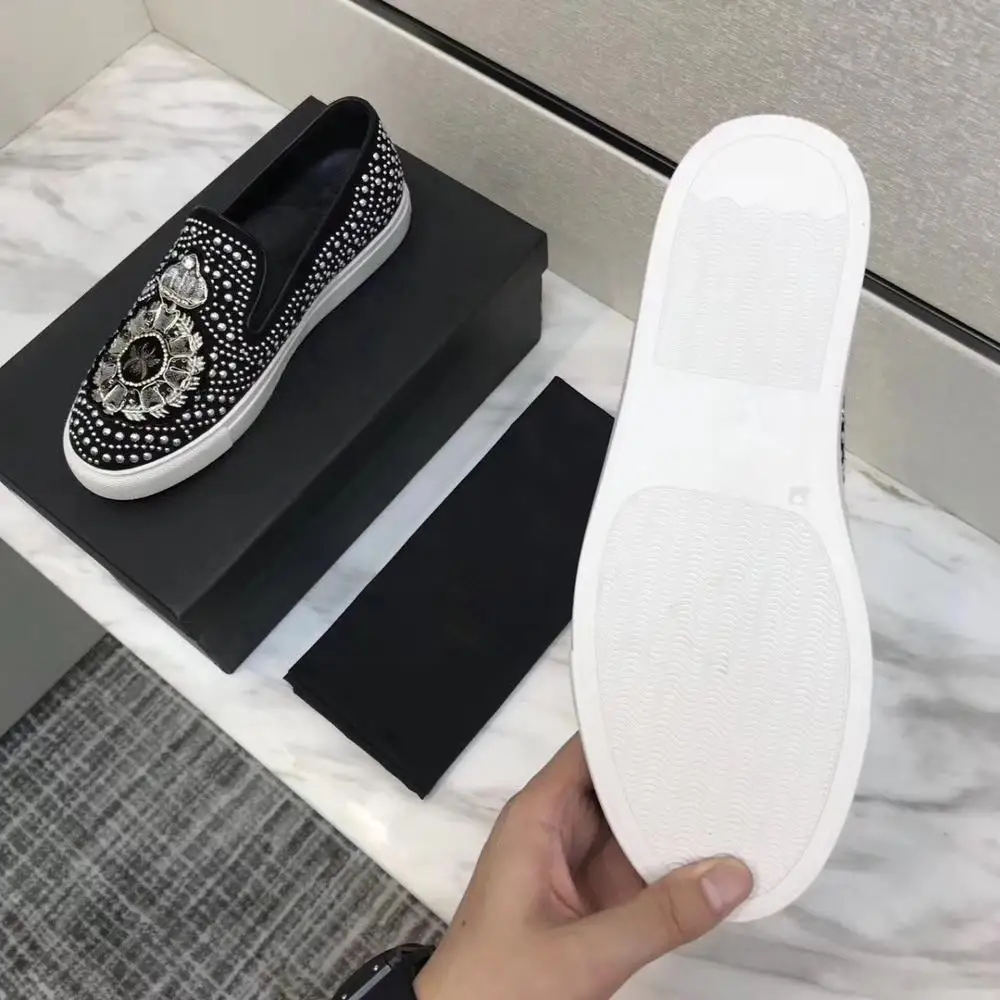 Мужские туфли ручной работы со стразами Стразы с шипами Обувь из натуральной