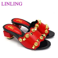 latest design african women shoes decorated with rhinestone nigerian party shoes elgant women pumps plus size 43 african style