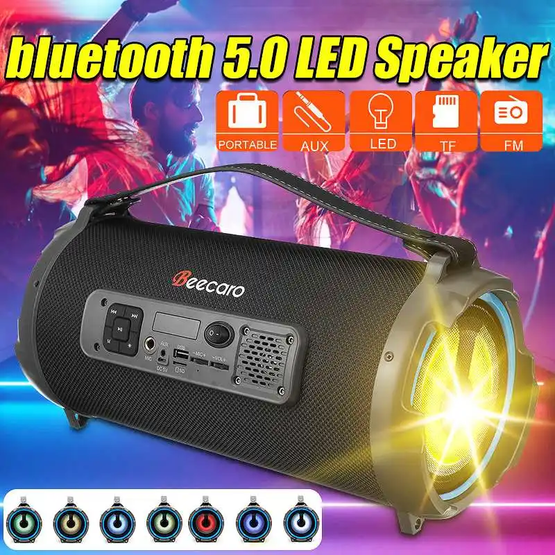 

Bluetooth-Колонка портативная беспроводная с сабвуфером, FM-радио, TF, AUX, USB
