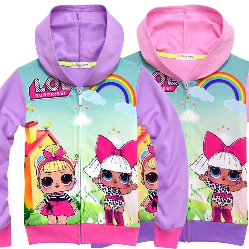 

Куклы из серии «Lol Surprise» Новый с молнией для девочек Одежда для детей Детский свитер; Куртка-кардиган; Детская рубашка для девочек контрастн...