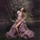 Новые пыльные розовые вечерние платья для беременных халаты для фотосъемки детский душ с рюшами тюлевые шикарные женские платья халат для фотосъемки