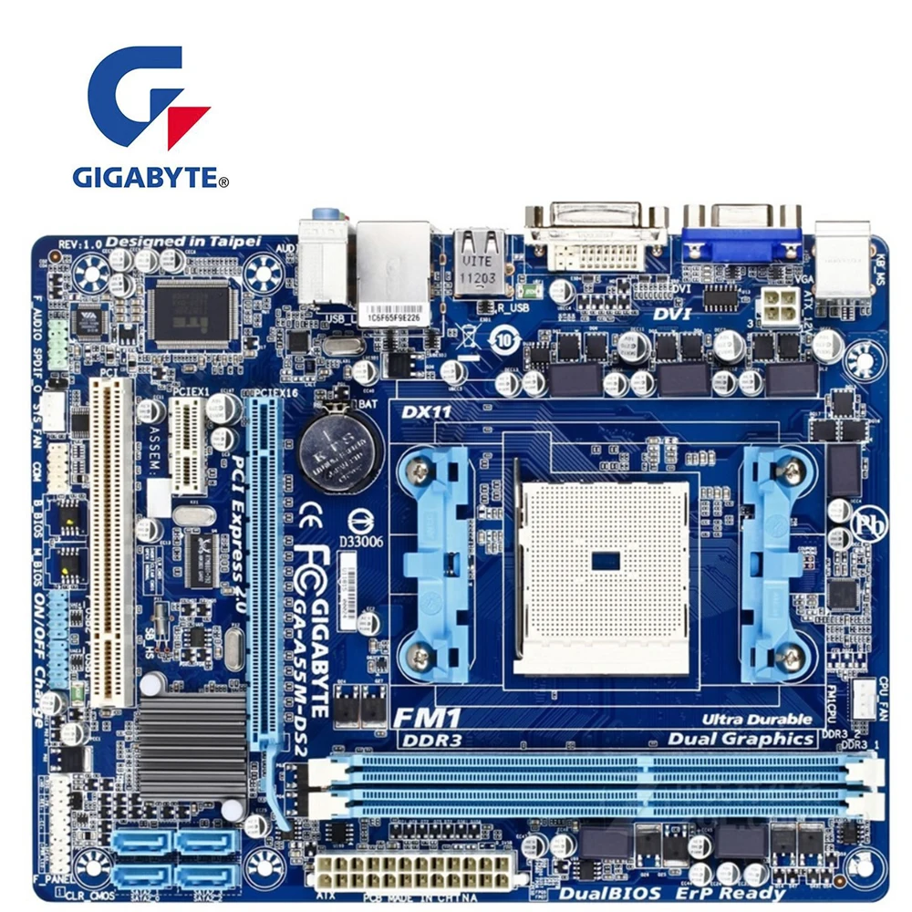 Материнская плата для GIGABYTE GA A55M DS2 Socket FM1 AMD A55 оригинальная б/у материнская
