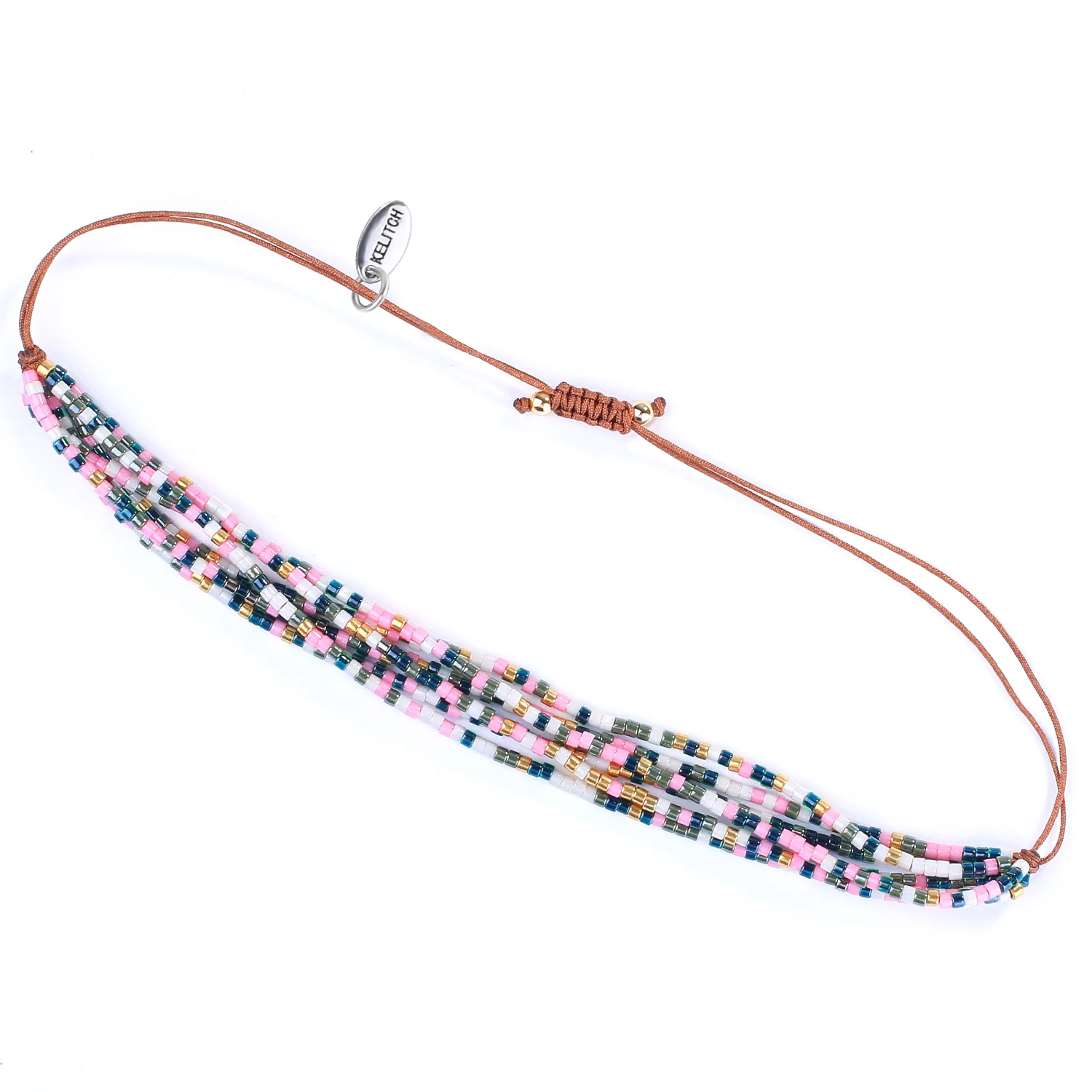 

KELITCH New 2022 Women Beaded Miyuki Multilayered Strand Wrap Bracelets Boho Handmade Delicate Bangles Charm Jewelry
