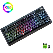 ZJFKSDYX L87 Wireless RGB Gaming Keyboard, 2.4G Connection Support Charging Waterproof Mute Button (Black)