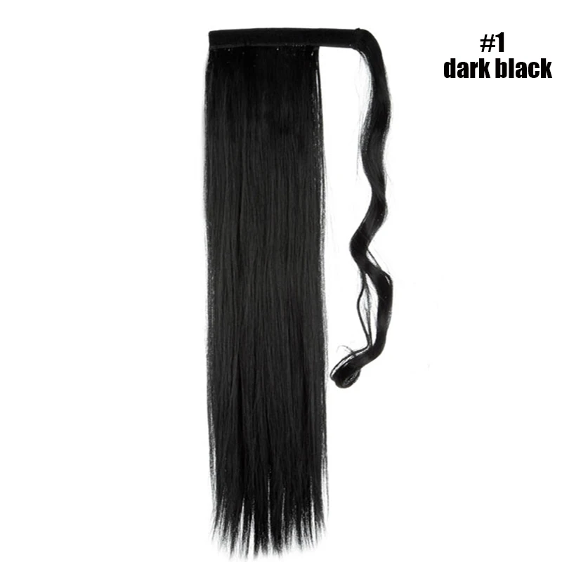 dark black S-noilite 26 дюймов синтетический длинный прямой шнурок конский хвост клип в наращивание волос для женщин обернуть вокруг искусственный конский хвост шиньоны - Цвет: dark black