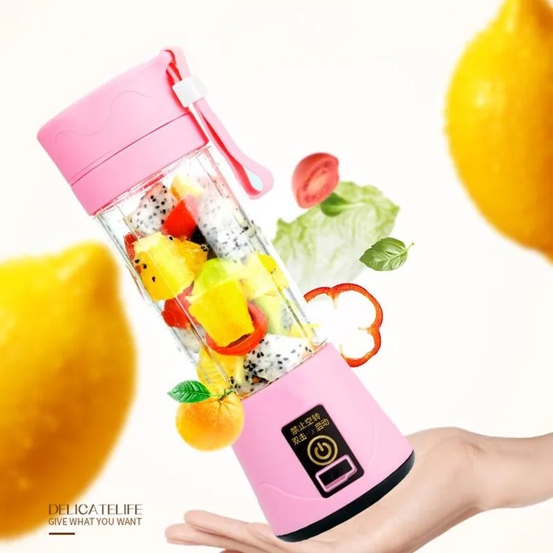 380ml 2/4/6 Blades Mini Portable Electric Fruit Juicer USB R