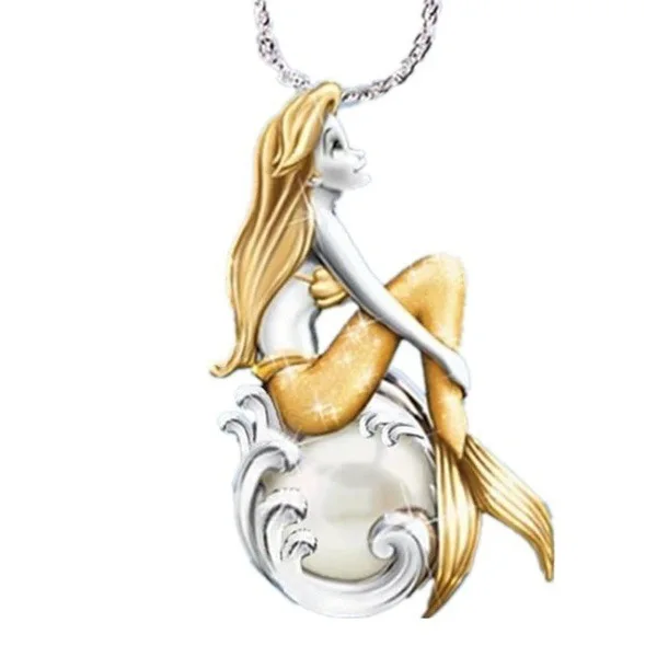 Женское ожерелье с подвеской в виде Русалочки колье рыбкой богини моря вечерние