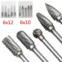 5 pcsset 6mm 12mm double rotary tungsten carbide burr bit cnc engraving rotary file cutter grinding head nicking tools