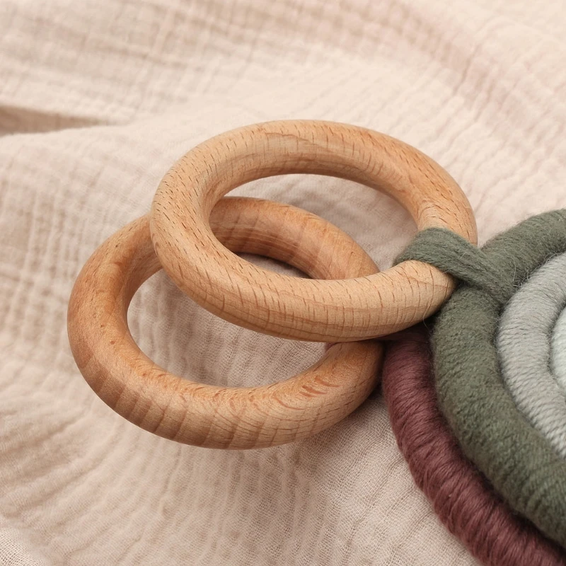 

Christmas Baby Rainbow Teething Ring Safety Wooden Teether Baby Care Shower Gift