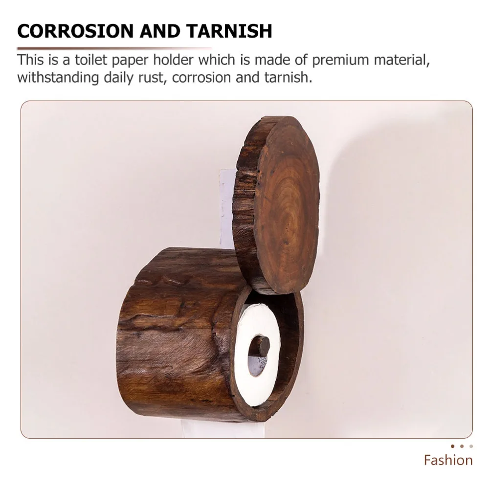 

1Pc Wooden Roll Paper Rack Toilet Tissue Rack Practical Bathroom Tissue Stand