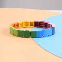 vsco girl bracelets rainbow miuki beads myuki bracelet set enamel metal tile tila armbangle partner armband summer jewelry 2020