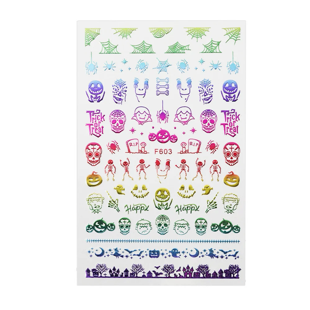 

Halloween Laser Nail Stickers Pumpkin Skull Bat Spider Diy Accessories Nails Accessories 3d Stickers And Decals Manicure Slider