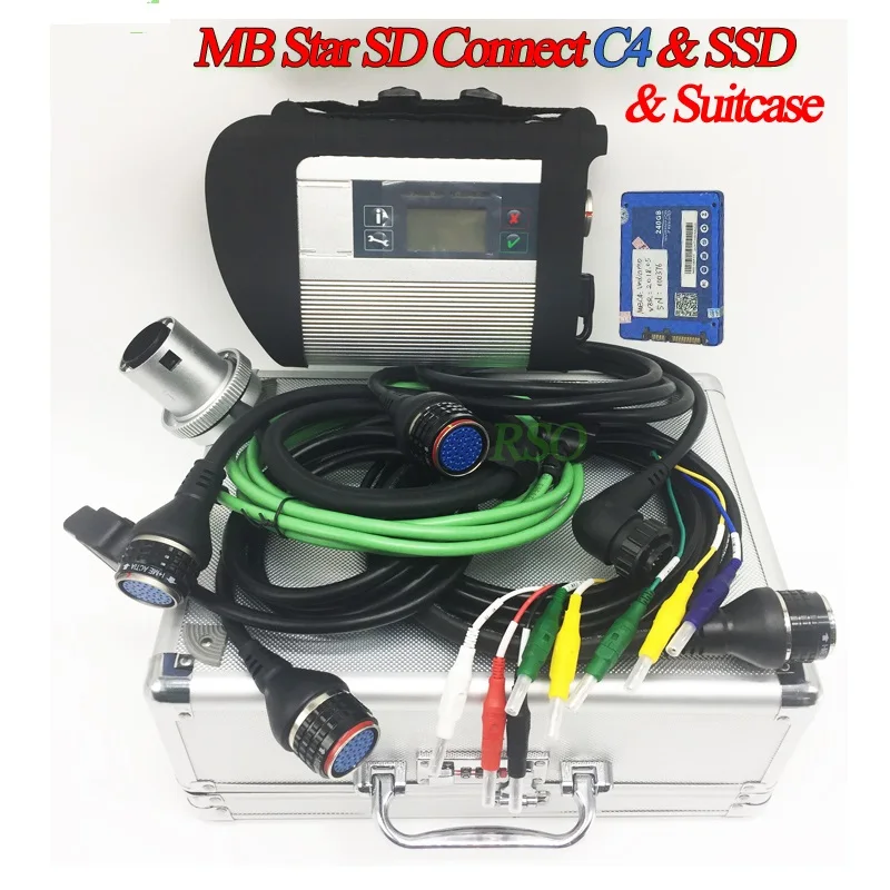 Полный чип MB Star C4 в чемодане с новейшим программным обеспечением v092019 HDD/ssd для mb транспортных средств диагностический сканер инструмент mb star c4 SD - Цвет: C4 SSD set in case
