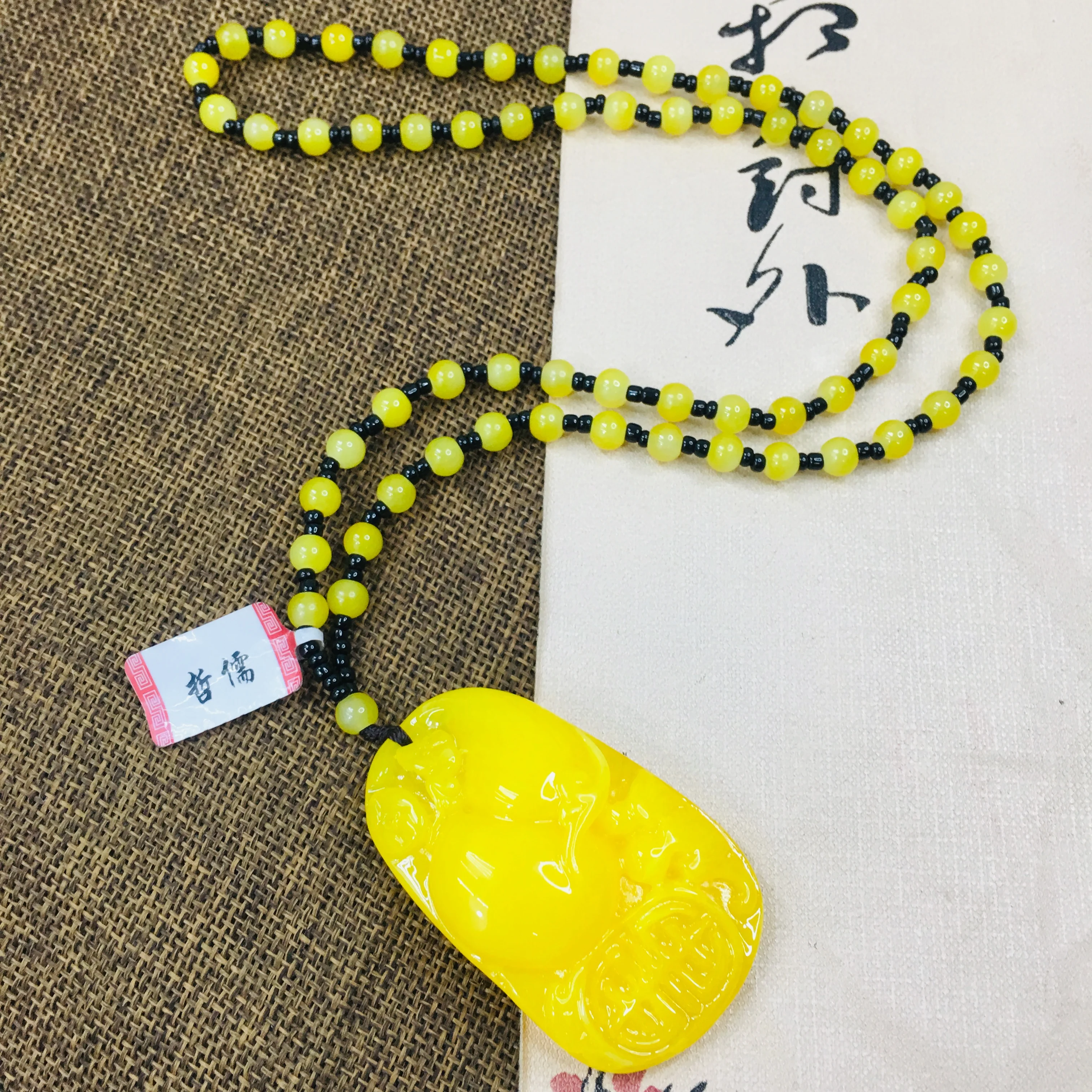 Цепочка Zheru из натурального пчелиного воска резной кулон в форме Фули светло