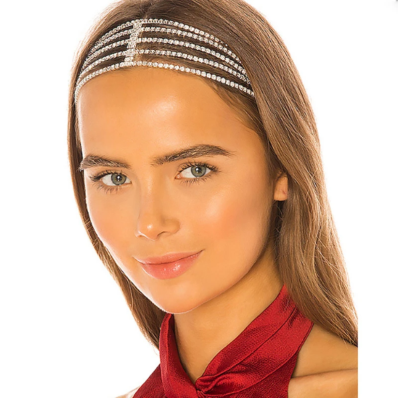 

Multilayer Strip Rhinestone Crystal Headbands Face Wash Headband Wedding Bridal Hair Accessories Tiaras Hairband Headdress