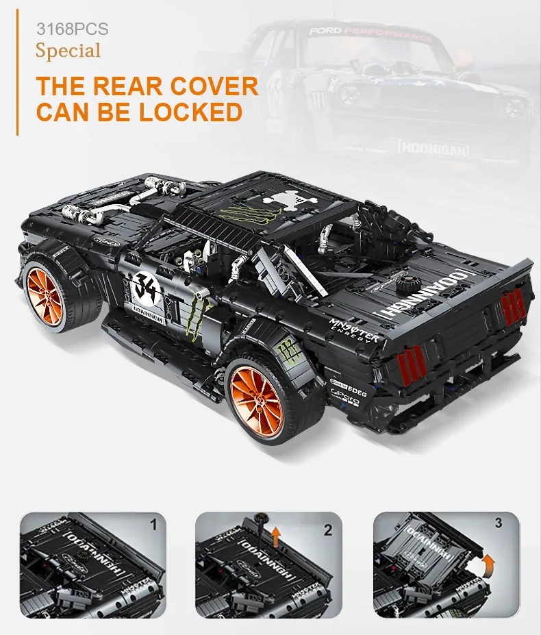 Yeshin 20102 Technic Машинки Игрушки MOC-22970 Mustang Hoonicorn V2 Сборная модель автомобиля детские рождественские игрушки строительные блоки кирпичи