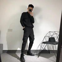 men slim pencil pants europe and the united states street style autumn and winter pure color multi pocket fashion casual pants
