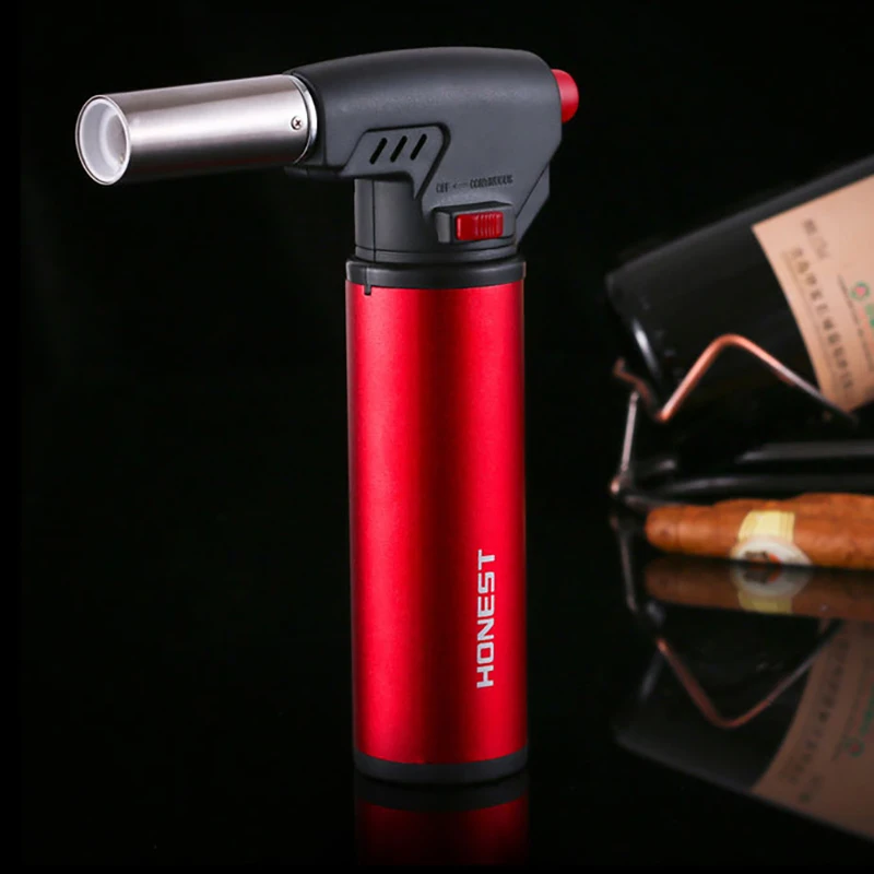 straight into the blue flame spray gun candle kitchen torch barbecue outdoor appliance butane windproof lighter mens gift free global shipping