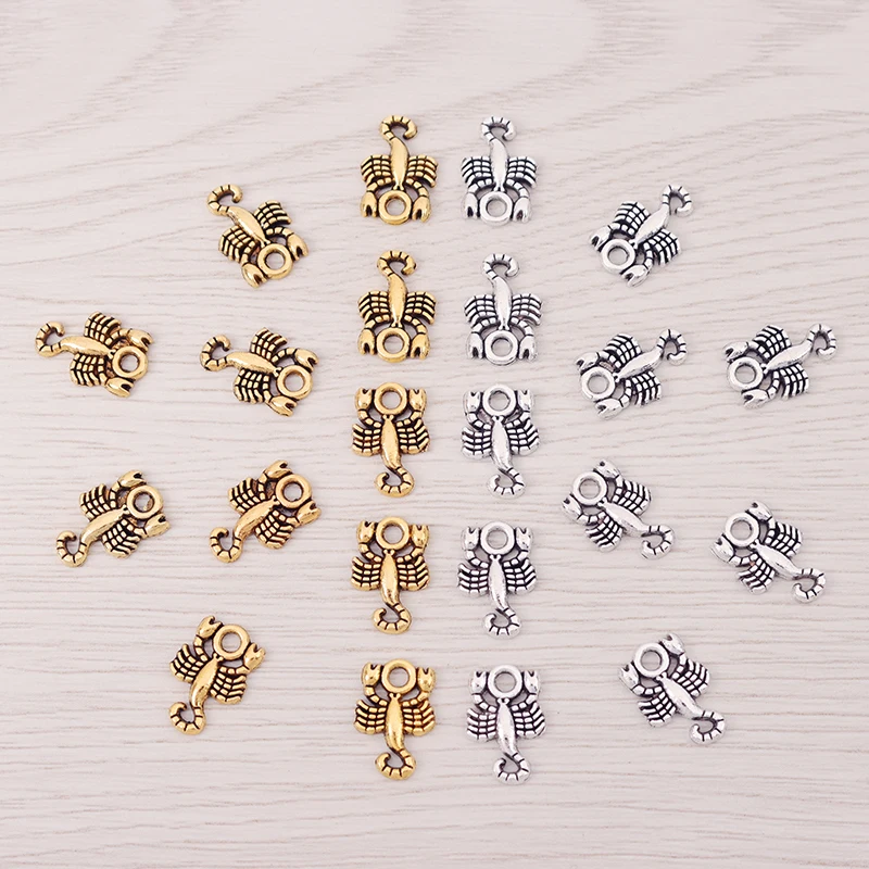 

100pcs/lot Antique Gold Mini Scorpion Charms Pendants For DIY Earring Necklace Bracelet Jewelry Making Findings 15x10mm