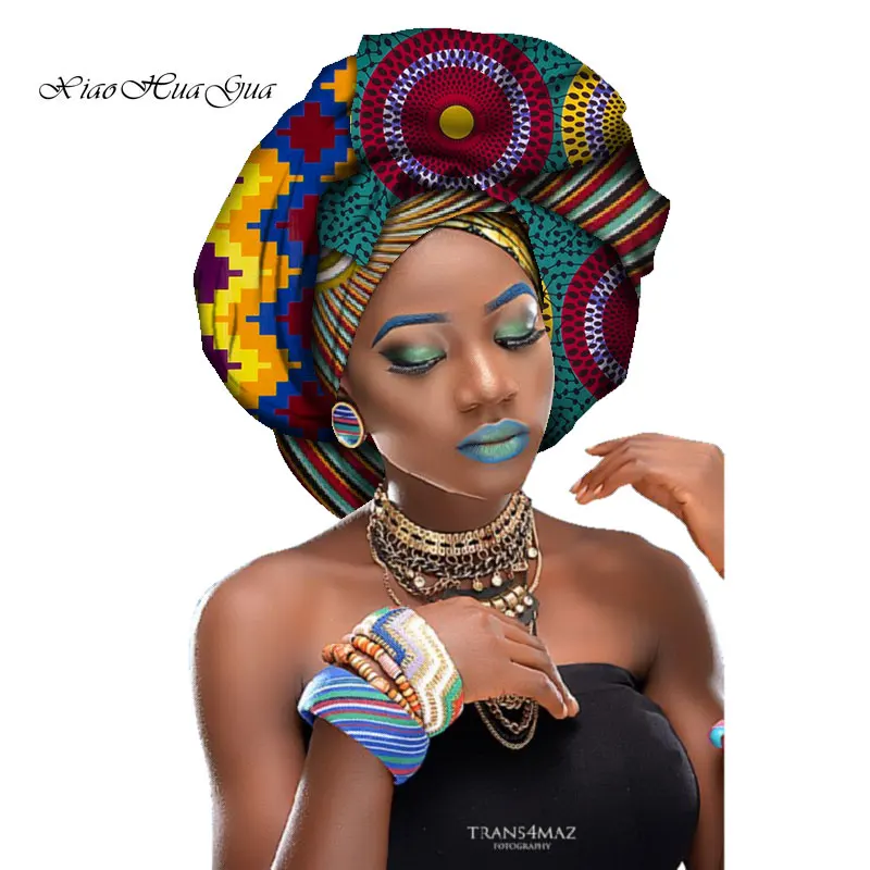 Модный Африканский головной убор для женщин геометрический хлопковый шарф