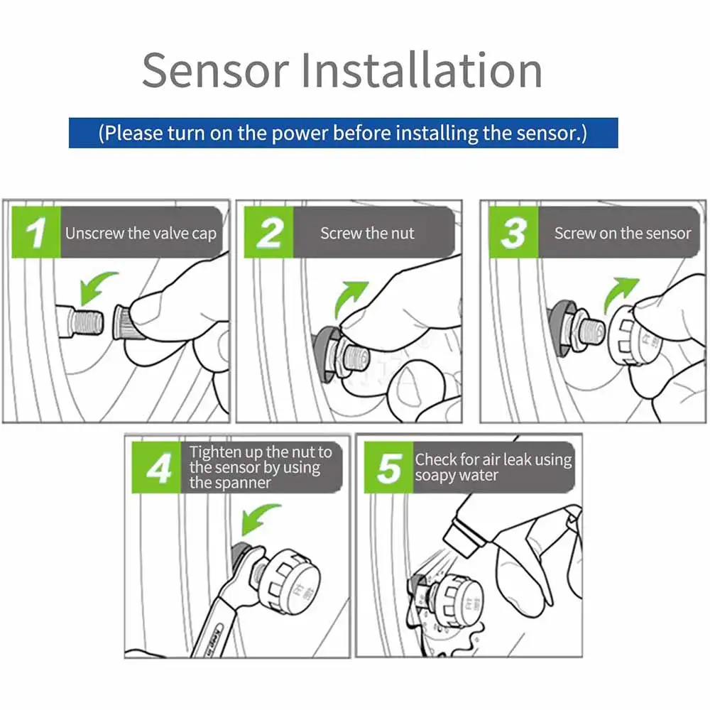 

Auto Tire Pressure Monitoring System Set Solar Powered TPMS 6 Alarm Function Real Time Display Pressure Temperature