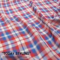 silk chiffon fabric dress 12 momme plaid blue and red real dress shirt 100 clothing cloth diy sewing tissue