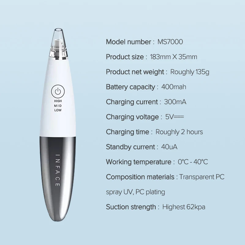 

InFace Warehouse Blackhead Remover Machine and Facial Clean Machine Skin Scrubber Peeling Face Beauty Instrument