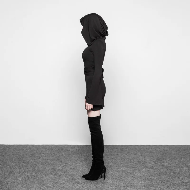 PUNKRAVE женская готическая ведьма половина Юбка трикотажная труба рукав Металл
