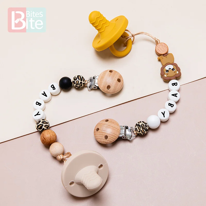 

1Pc Baby Pacifier Chain Clips Silicone Personalised Dummy Chain Wooden Nipple Holder Rodent Animal Baby Teether Children's Goods