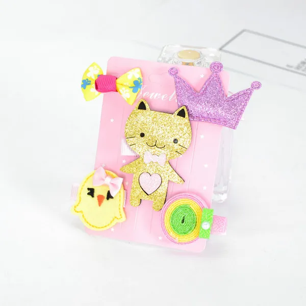 Children's hairpin set hair accessories 5PCS/SET baby flowers bow side clip girls crown all-inclusive cloth side clip