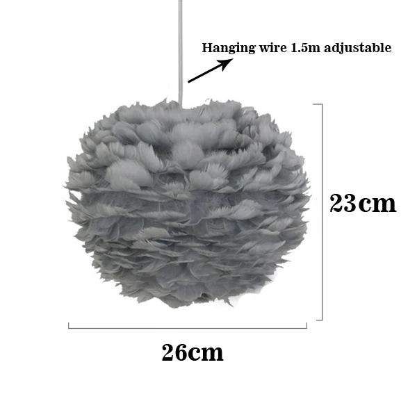 gray 26cm Подвесные светильники, Подвесная лампа с перьями, Скандинавский дизайн, подвесной светодиодный художественный декоративный Романтический подвесной светильник, светильник в стиле лофт, светильники - Цвет корпуса: gray 26cm