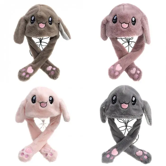 Плюшевая игрушка животное двигающиеся Уши милый Игрушечный Кролик шляпа подушка