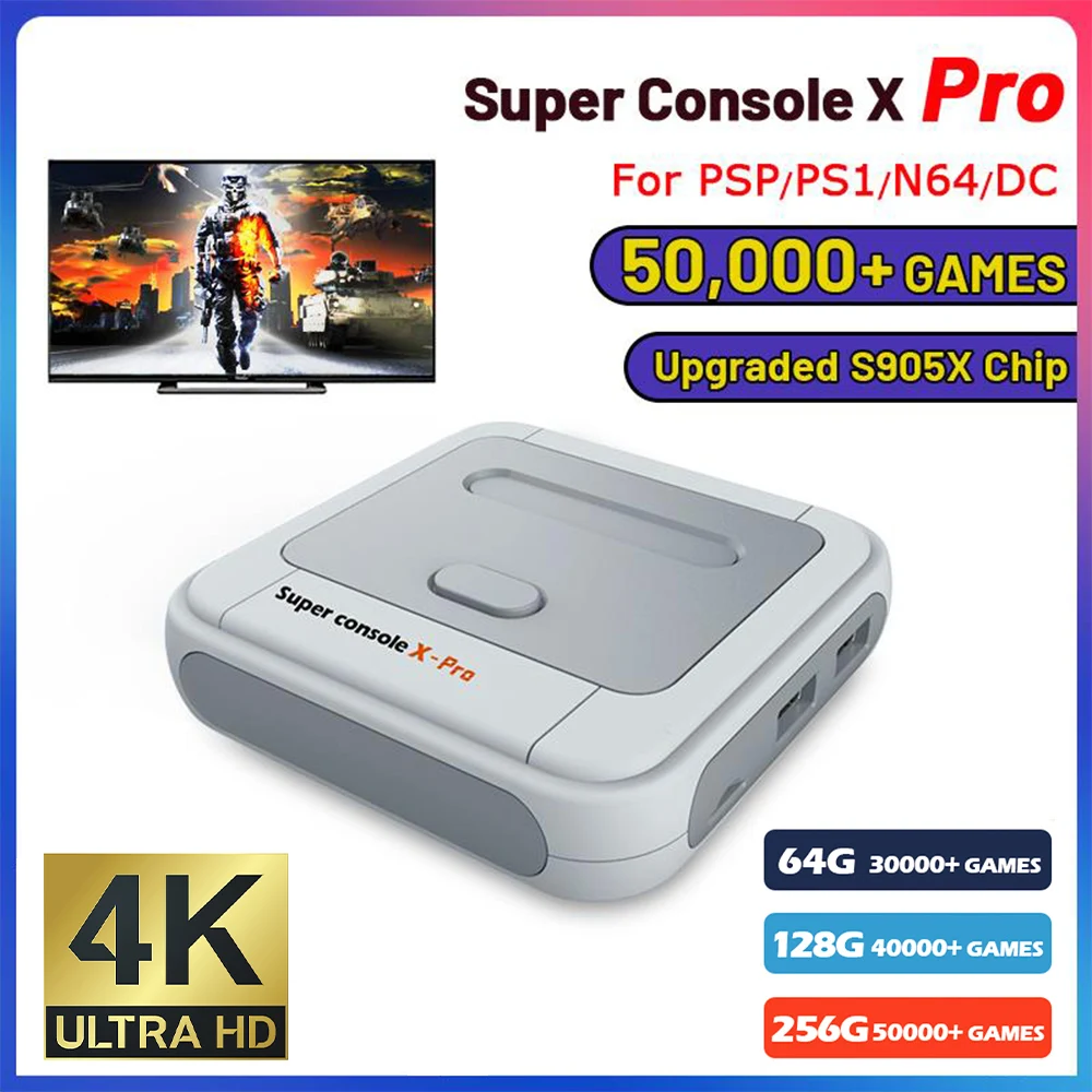 

WiFi Super Console X PRO Retro Game Console Games 4K HD TV Video Gaming Consoles For PS1/N64/DC Only Wireless Handle