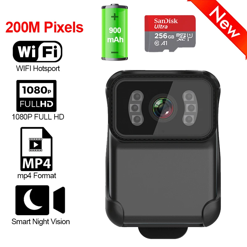 

Портативная камера для правоохранительных органов CS02, 1080P, 200 Вт, HD объектив, портативная камера s, 900 мАч, видеокамера с функцией ночного дейс...