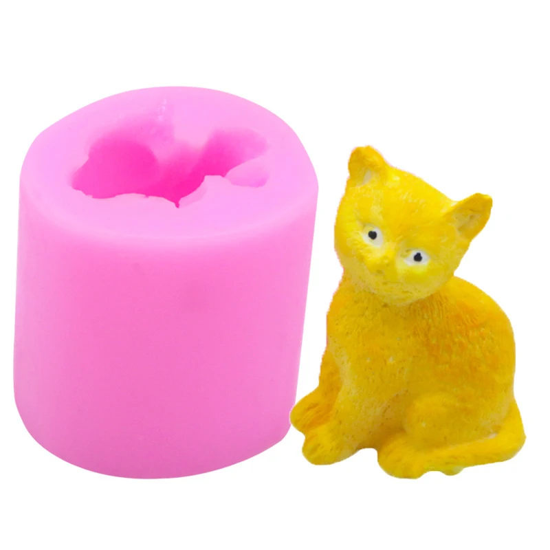 

3D Cute Mini Cat Silicone Candle Soap Mold Animal Art Fondant Chocolate Clay Craft Molds Cake Decorating Tool Candle Making Mold
