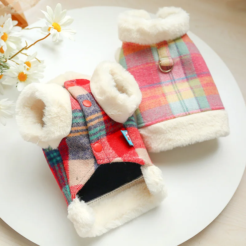 PETCIRCLE одежда для щенков цветная клетчатая стеганая куртка питомцев кошек