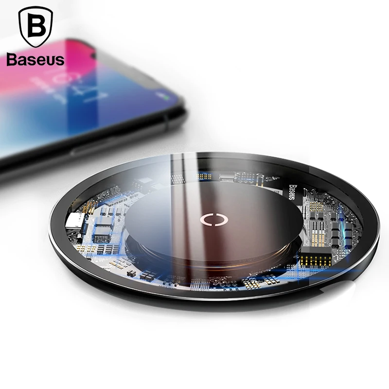 Baseus 10 Вт QI Беспроводное зарядное устройство для iPhone Xs X 8 Быстрое беспроводное зарядное устройство для samsung Galaxy S9 S8 Note 9 8 Беспроводная зарядная панель