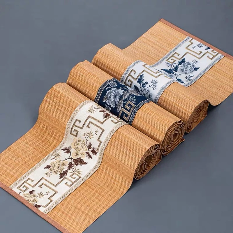 

Bamboo mat tea set accessories table flag waterproof tea pad tea cloth tea tablecloth tea flag embroidery Chinese coasters