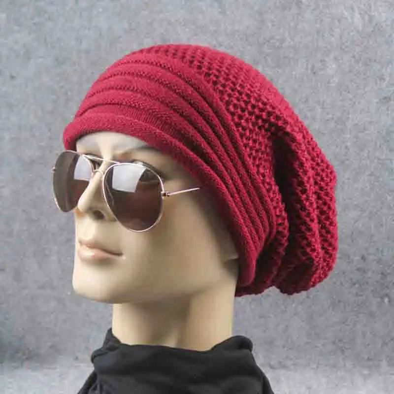 

Mixed Color Baggy Bonnet For Men Winter Cap Women's Outdoor Bonnet Skiing Hat Female Soft Woolen Slouchy Knitted Hat For Boys