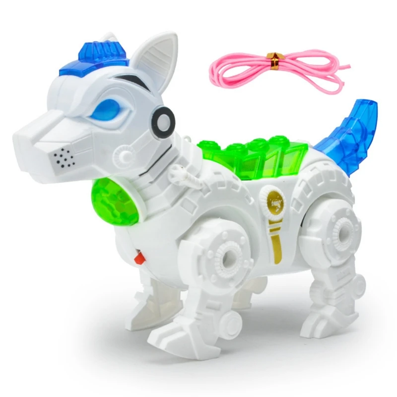 

Electronic Pet Dog Interactive Puppy Robot Walking, Chasing and Fun Activities Cartoon Dog with Leash Nice Present