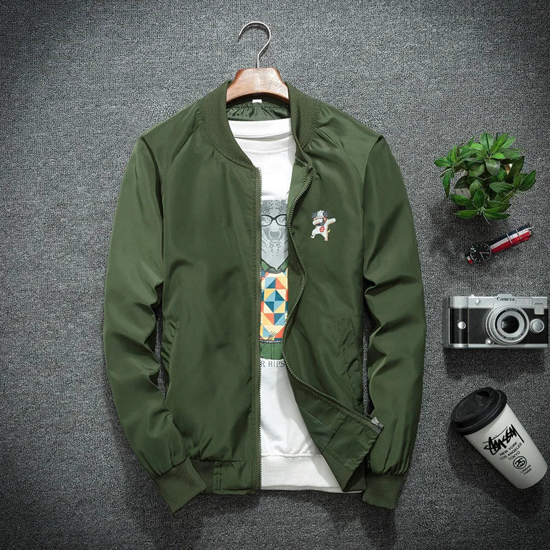 Осень Новый MA-1 военный бомбардировщик Мужская мотоциклетная куртка армейский