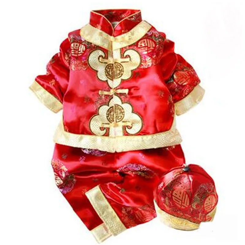 Color4 Китайский традиционный костюм для новорожденных девочек и мальчиков, комплект одежды для младенцев, Весенняя праздничная одежда, новогодний костюм на Хэллоуин - Цвет: Color4
