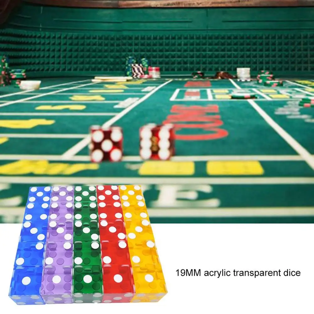 

5 Pieces Top Grade 19mm Casino Dice With The Edges And Serial Numbers Translucent Clear D6 Dice Real Dice