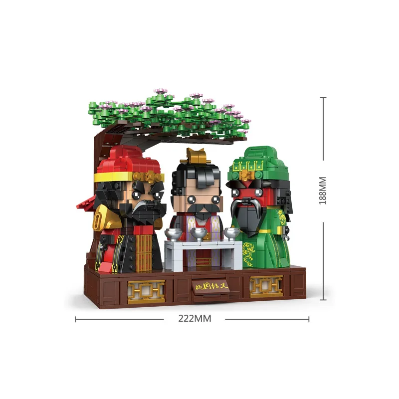 

China Romance Of The Three Kingdoms Taking Oath in the Peach Garden Building Blocks Square head Brickheadz Toys For Children